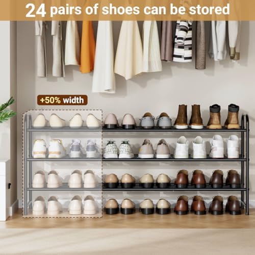 3-Tier Long Shoe Rack for Closet Metal Shoe Organizer for Entryway