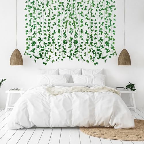 Freyalife Fake Vines for Room Decor(12 Pack 84 Feet) Aesthetic Artificial Plant Ivy