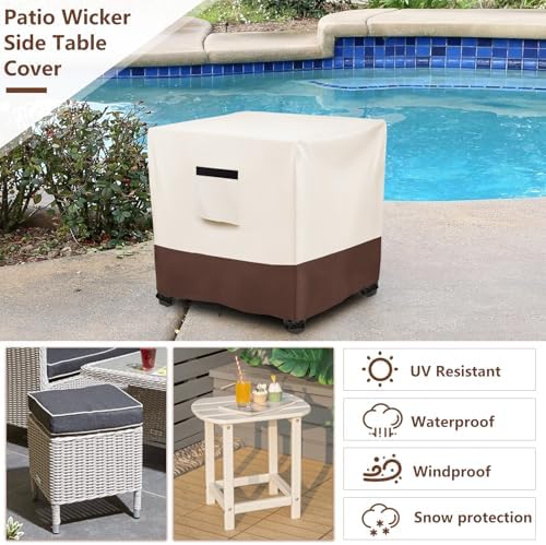 Waterproof Patio Small Side Table Cover,Square Outdoor Ottoman Covers