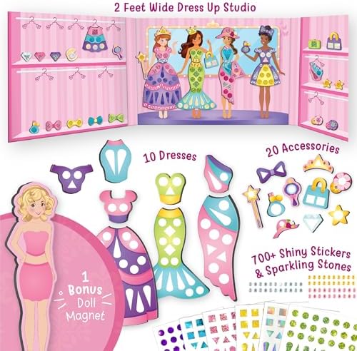 Imagimake DIY Magnetic Dress-Up Princess, 30 Magnetic Dresses & Accessories