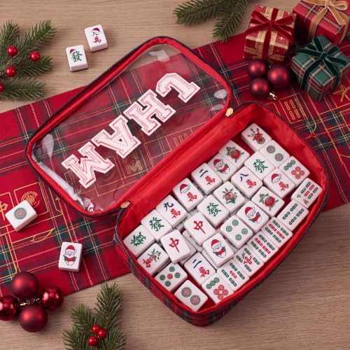 Mahjong Bag American Mahjong Case Waterproof, Red Green, Mahj