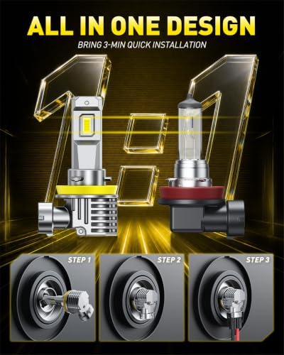 AUXITO H11 LED Bulb 6500K White 84,000LM Mini Size Plug and Play,2PCS