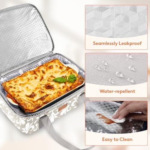 Lifewit Insulated Single Decker Casserole Carrier for Hot or Cold Food