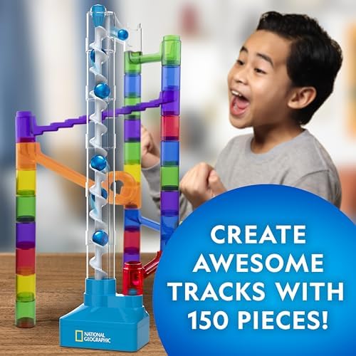 National Geographic Motorized Marble Run 150-Piece Building Set for Kids