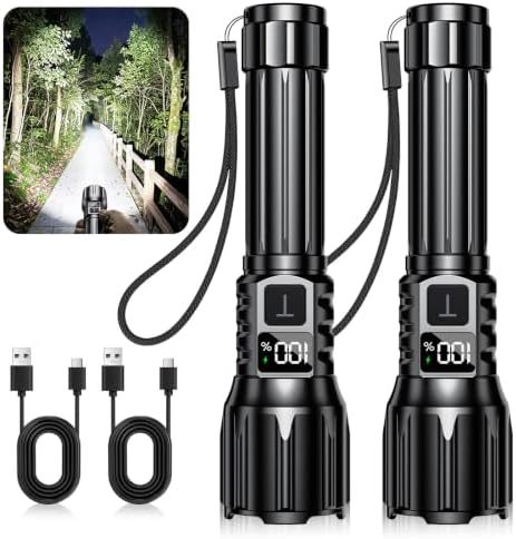 2Pack Rechargeable Flashlights, Super Bright High Lumens Flashlight