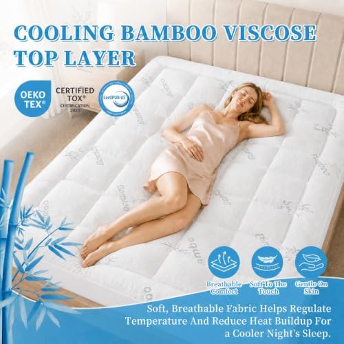 Queen Mattress Topper, Soft Pillow Top Mattress Pad, for Back Pain Relief