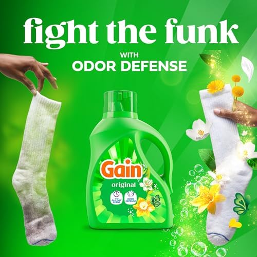 Gain Liquid Laundry Detergent, Now with Odor Defense, Original Scent, 132 fl oz, 100 Loads