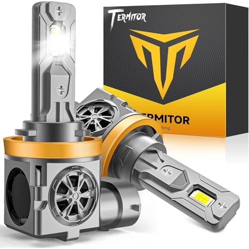 Termitor Upgraded H11 H9 High/Low Beam Bulbs, 80,000LM 6500K, 1:1 Mini OEM Size