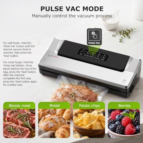 Bonsenkitchen Vacuum Sealer Machine, Multiple Modes For Meal Prep,Silver