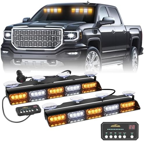2x 17 inch Dash Strobe Lights for Trucks, 40 LED Visor Lights