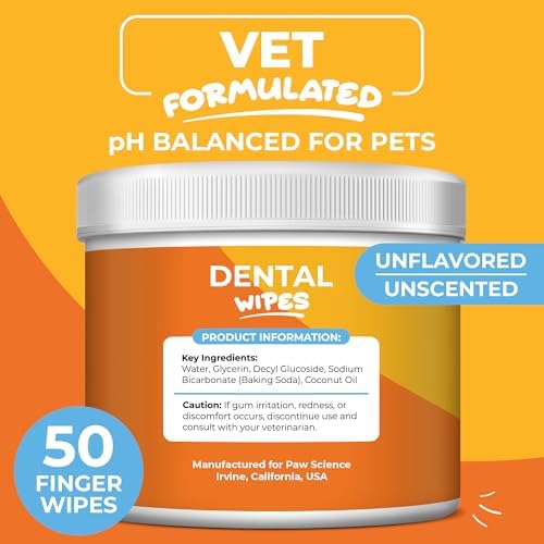 Paw Science Dog & Cat Teeth Cleaning Wipes - Dental Finger Wipes for Cats & Dogs