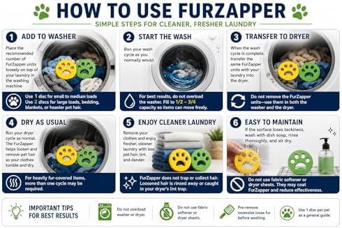 2 Pack FurZapper Pet Hair Remover for Laundry