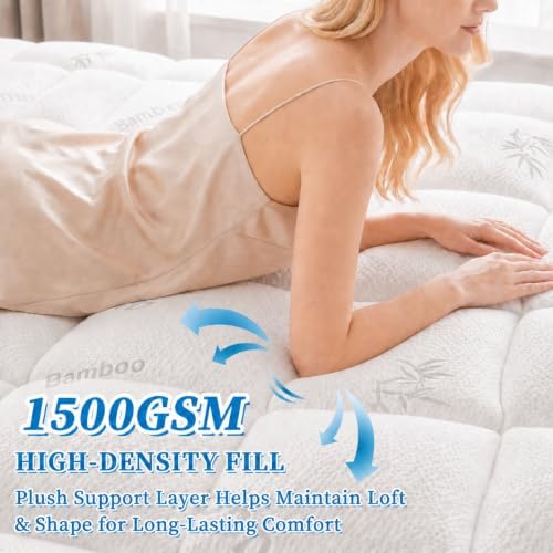Queen Mattress Topper, Soft Pillow Top Mattress Pad, for Back Pain Relief