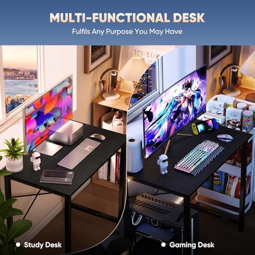 DUMOS 31.5 Inch Small Computer Desk, Home Office Desks for Bedroom, Black