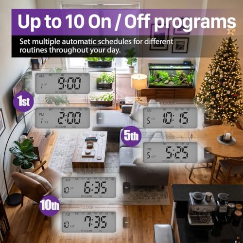 Fosmon Digital Timer Outlets, 7-Day Programmable 10 on/off Programs, 2 Pack