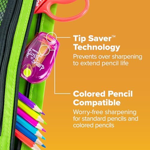 Bostitch Office Pencil Sharpener, Manual, One Assorted Color, Twist-n-Sharp, Kids, Boys