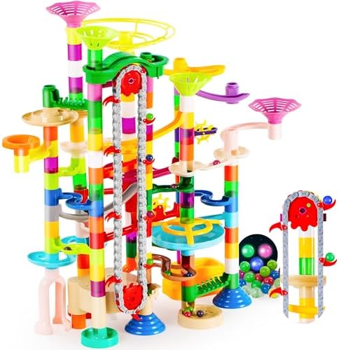 JOYIN 236Pcs Glowing Marble Run with Motorized Elevator- Construction Building Blocks