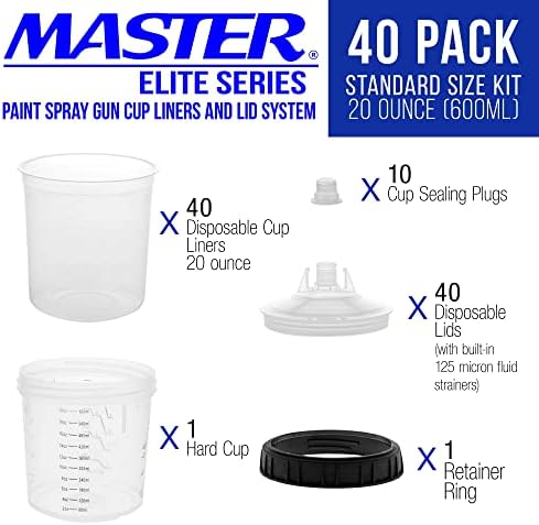 Master Paint System MPS Disposable Paint Spray Gun Cup Liners & Lid System