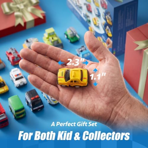 JOYIN 18 Pcs Pull Back City Cars and Trucks Toy Vehicles Set