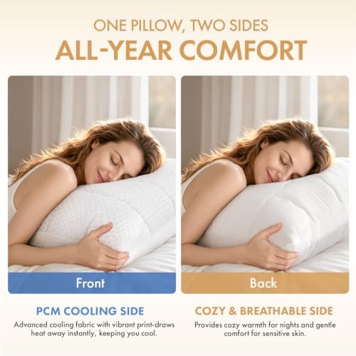 MIULEE Cooling Adjustable Bed Pillow, Standard Size Down Alternative Pillow