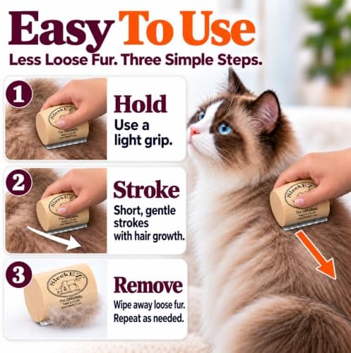 SleekEZ Cat Brush for Shedding - Deshedding Brush for Cats