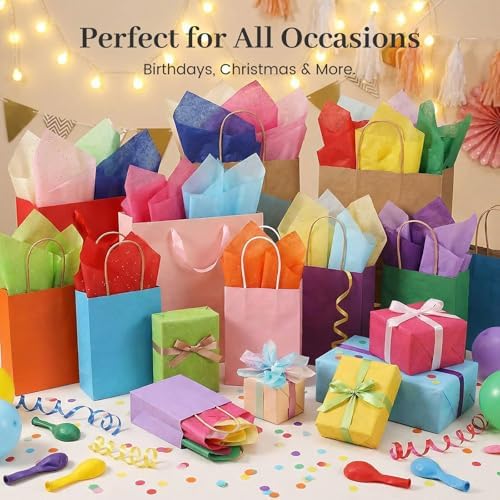 3 Otters Tissue Paper 150 Sheets, 14 X 20 inch 30 Colors for Gift Bags