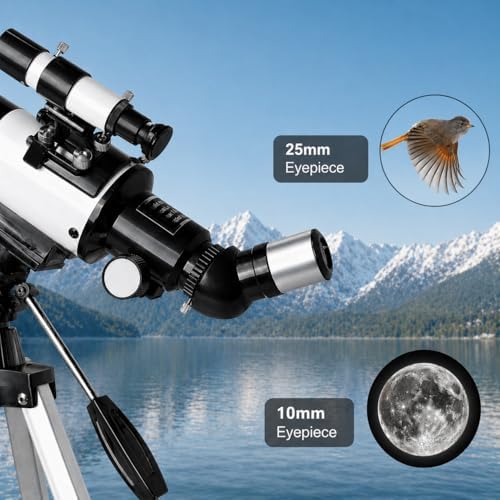 Telescope for Kids, 70mm/500mm AZ Refractor for Beginners, White