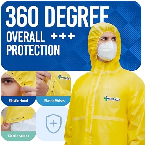 Medtecs Hazmat Suits Disposable - 6 Sizes Options, Type 5/6 Protection