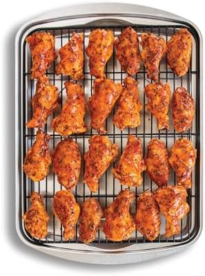Nordic Ware Oven Crisp Baking Tray 2pc Set Includes Pan and Rack; Natural Aluminum For