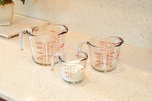 Anchor Hocking Glass Measuring Cups, 3 Piece Set (1 Cup, 2 Cup