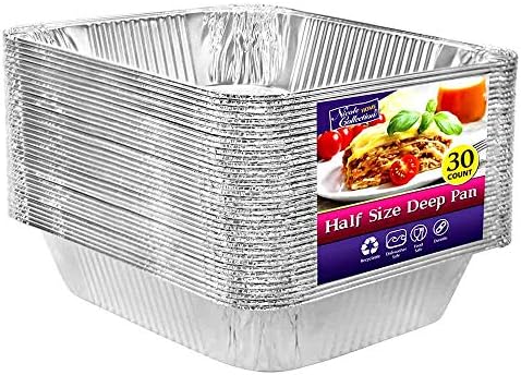 Aluminum Pans Half Size, 9X13, Extra Heavy Duty Disposable Foil Pans For Baking (30 Pack)