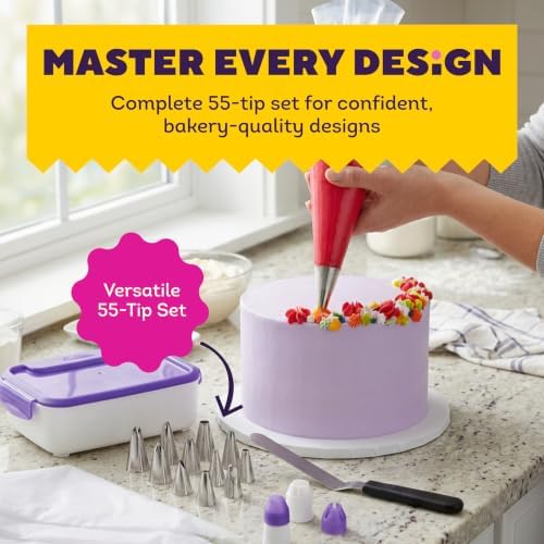 Wilton Master Cake Decorating Piping Tips Set, 55-Piece with Case