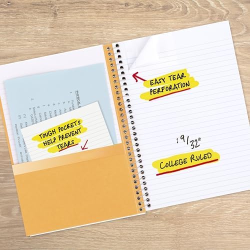 Five Star Spiral Notebook, 2 Subject, College Ruled Paper, 6" x 9.5", 80 Sheets
