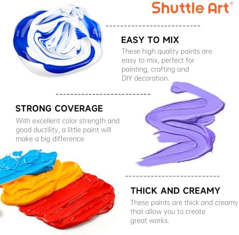 Shuttle Art Acrylic Paint, 36 Colors Acrylic Paint Set with Brushes & Palette