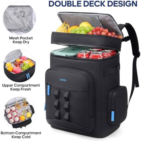 Backpack Cooler Insulated Leakproof 50Cans Lunch Ice Chest Bag Double Deck