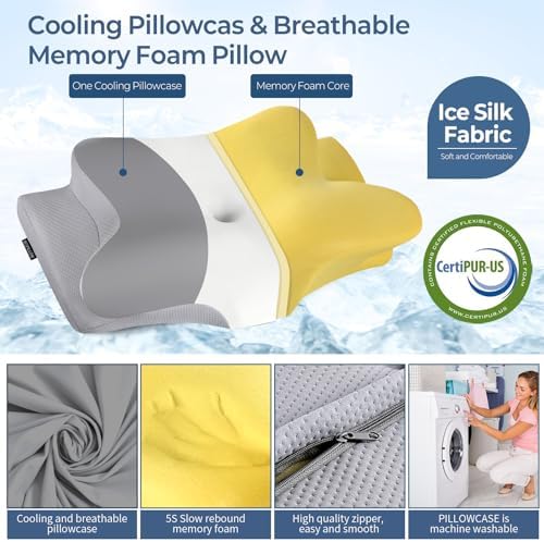 Cervical Pillow for Neck Pain Relief, Ergonomic Neck Pillow for Sleeping