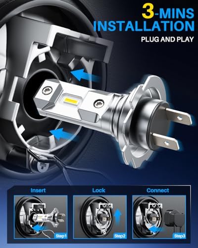 AUTOONE H7 Led Bulbs, 60000LM 6000K Cool White, 1200% Brightness
