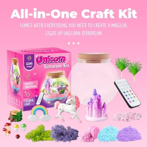 JOYEEMAX Unicorn Light-Up Terrarium Kit for Kids