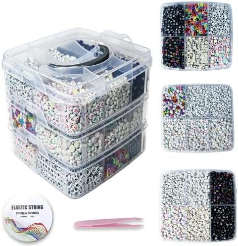 Alphabet Beads A-Z 6200+Pcs Letter Number Hearts Bracelets Bead