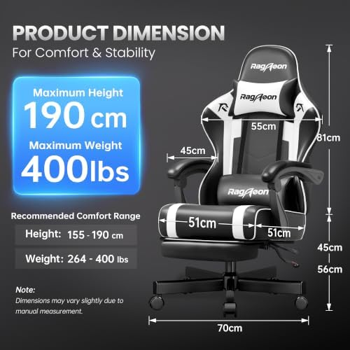 Gaming Chair for Adults, Upgraded Ergonomic Gamer Chair, Arctic Black