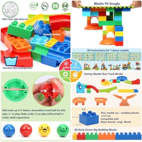 110 Pcs Marble Run Set, STEM Building Blocks Toy