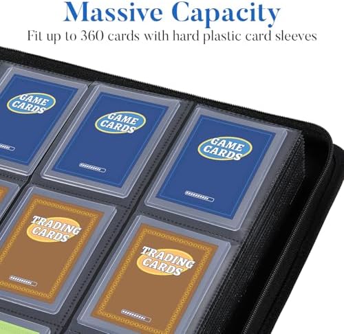 Top Load Binder Holds 360 Cards, Portable Card Binder with Handle