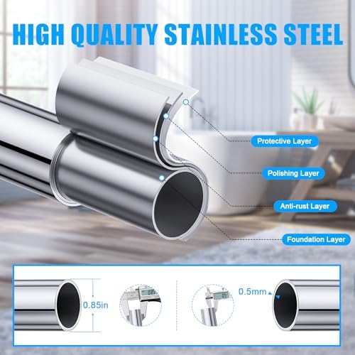 TEECK Shower Curtain Rod, 32-80 inch Adjustable Spring Tension Curtain Rod