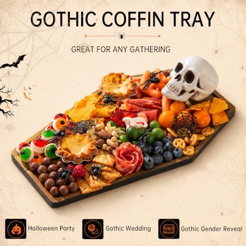 Halloween Coffin Charcuterie Board, 17" Gothic Wooden Cutting Board