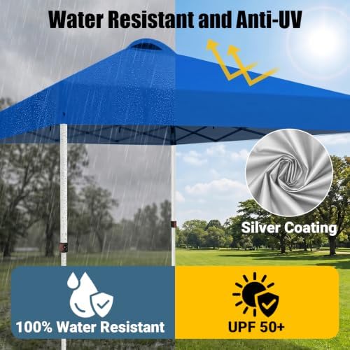 10x10 Pop Up Canopy Tent, One Push Center Lock Instant Setup Folding Shelter
