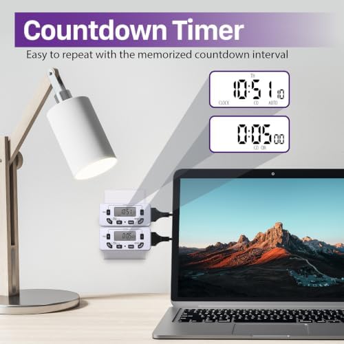 Fosmon Digital Timer Outlets, 7-Day Programmable 10 on/off Programs, 2 Pack