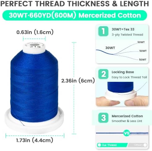 New brothread Multi-Purpose Mercerized Cotton Thread 12 Neutral&Jean Colors
