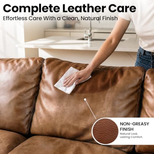 EVEO Leather Wipes 4-in-1 Leather Cleaner and Conditioner for Furniture