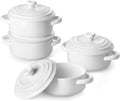 MALACASA Mini Cocotte Set of 4, 14 OZ Ceramic Casserole Dishes with Lids