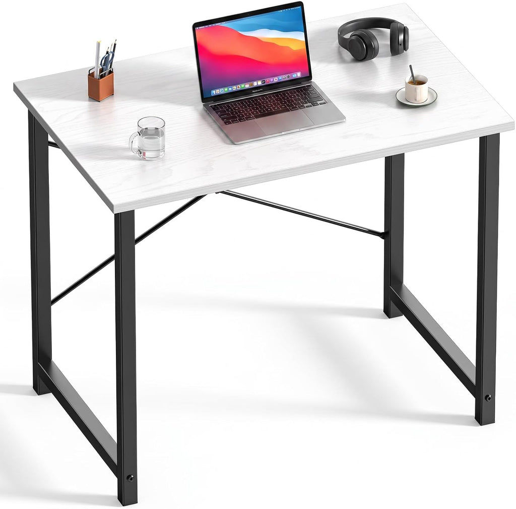 DUMOS 32 Inch Small Computer Desk, Home Office Desks for Bedroom, White